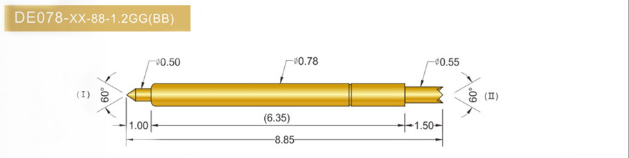 078雙頭探針尺寸、BGA雙頭頂針、雙向可動探針、帶彈簧頂針、測試探針