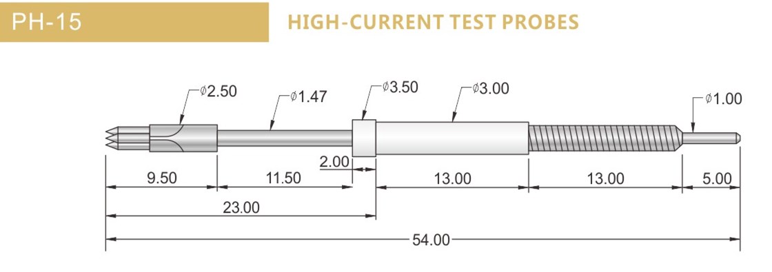 PH-15測(cè)試探針尺寸，華榮華探針選型規(guī)格